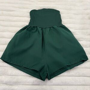 Lovito Green Women's Strapless Romper Night Out Summer Nights Concert